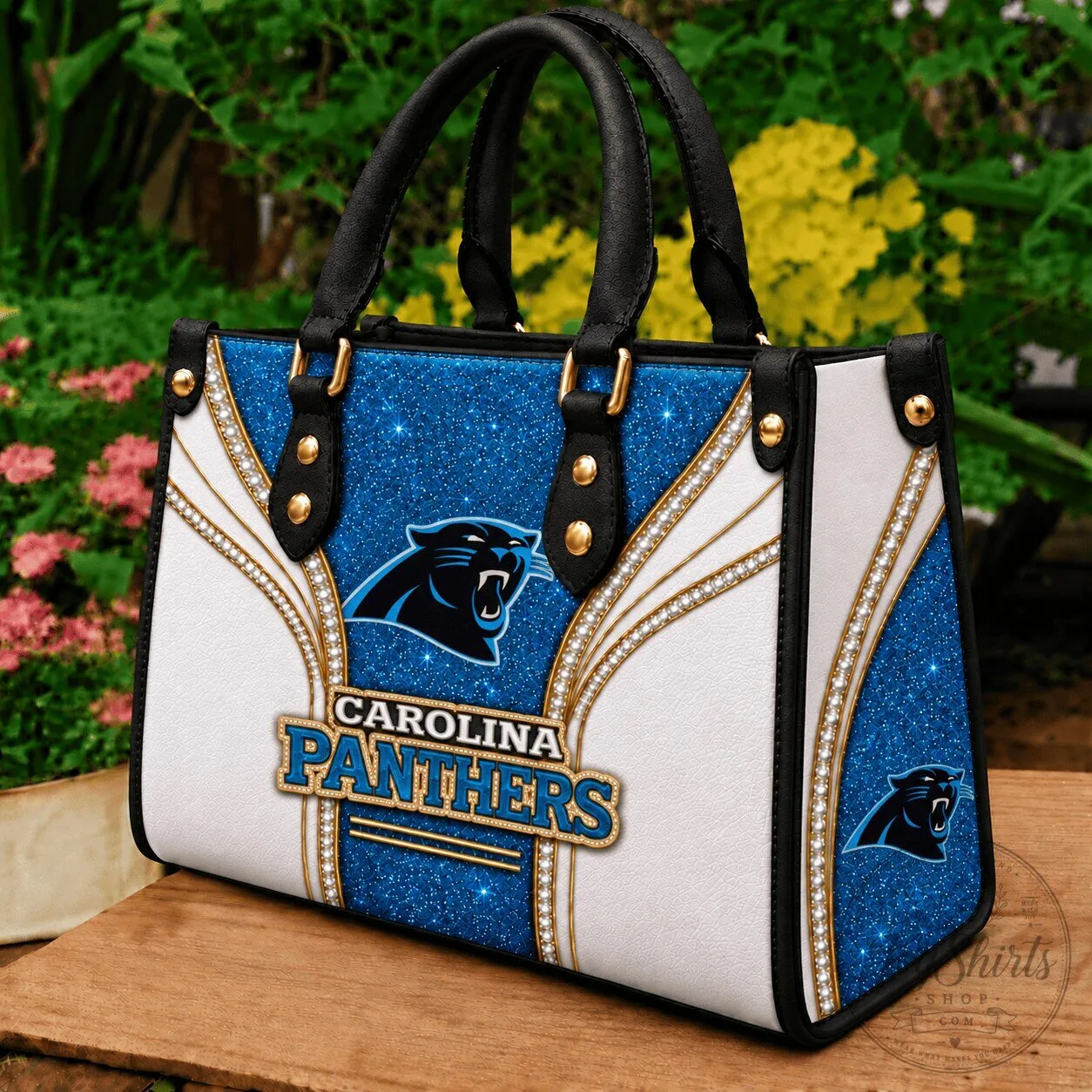 Carolina Panthers NFL Glitter Print Women's Fashion Handbag